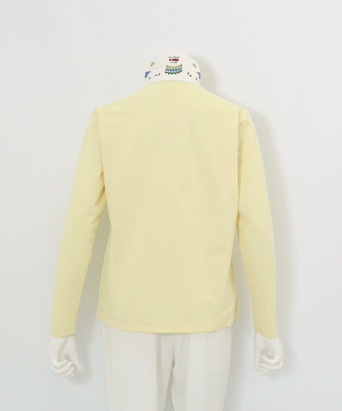 襟裏プリントUV速乾長袖ポロシャツ後（イエロー）