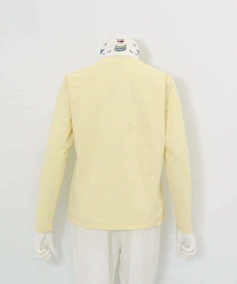 襟裏プリントUV速乾長袖ポロシャツ後（イエロー）