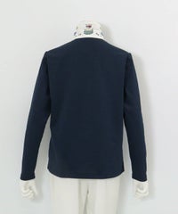 襟裏プリントUV速乾長袖ポロシャツ後（ネイビー）