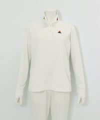 襟裏プリントUV速乾長袖ポロシャツ（ホワイト）