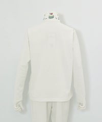 襟裏プリントUV速乾長袖ポロシャツ後（ホワイト）