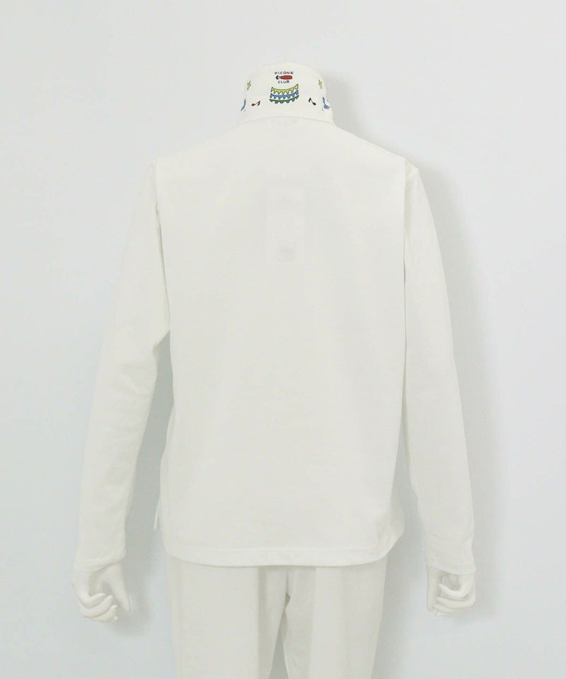 襟裏プリントUV速乾長袖ポロシャツ後（ホワイト）