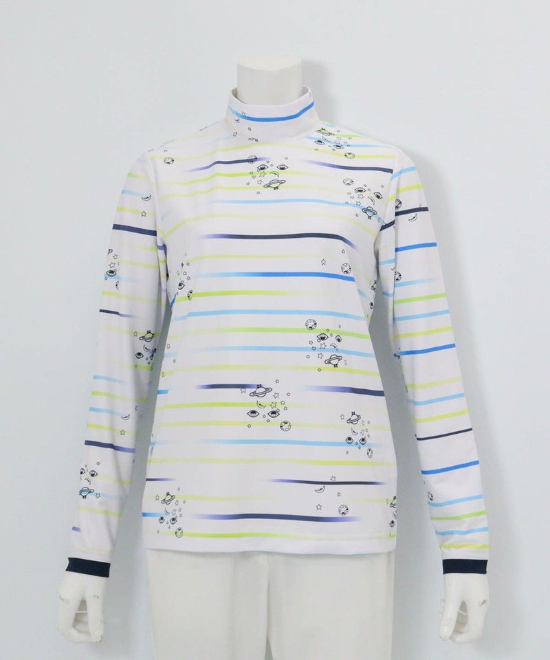 マルチボーダー総柄プルオーバー（ブルー）