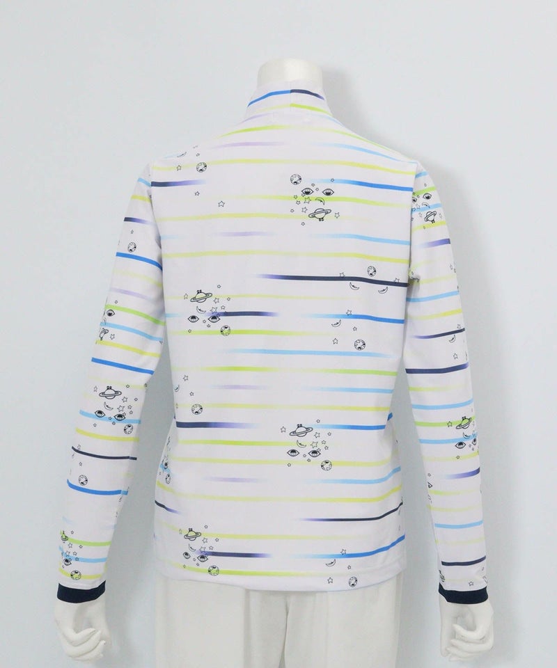 マルチボーダー総柄プルオーバー後（ブルー）