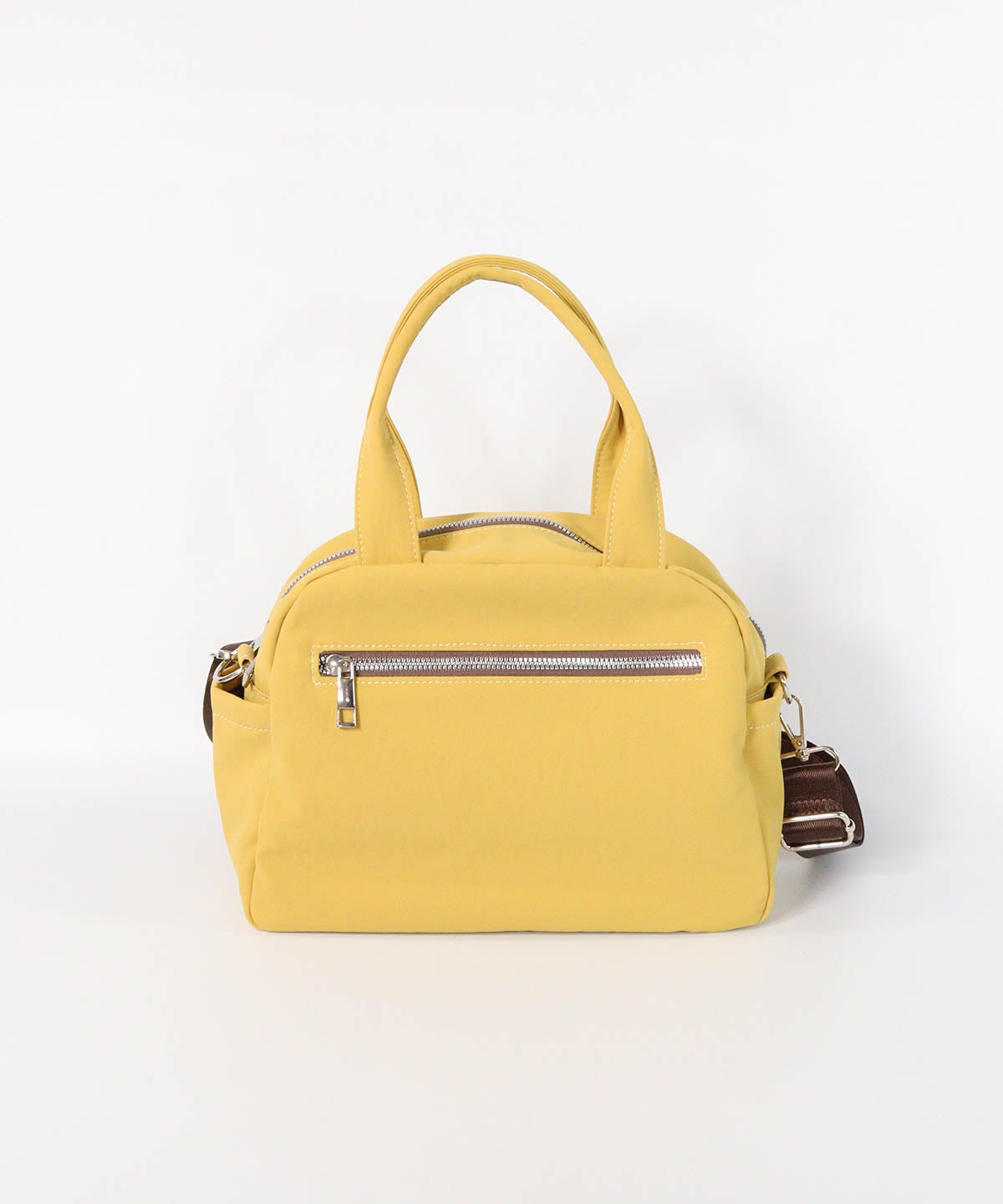 立体ポケットボストン型バッグ（イエロー）後ろ