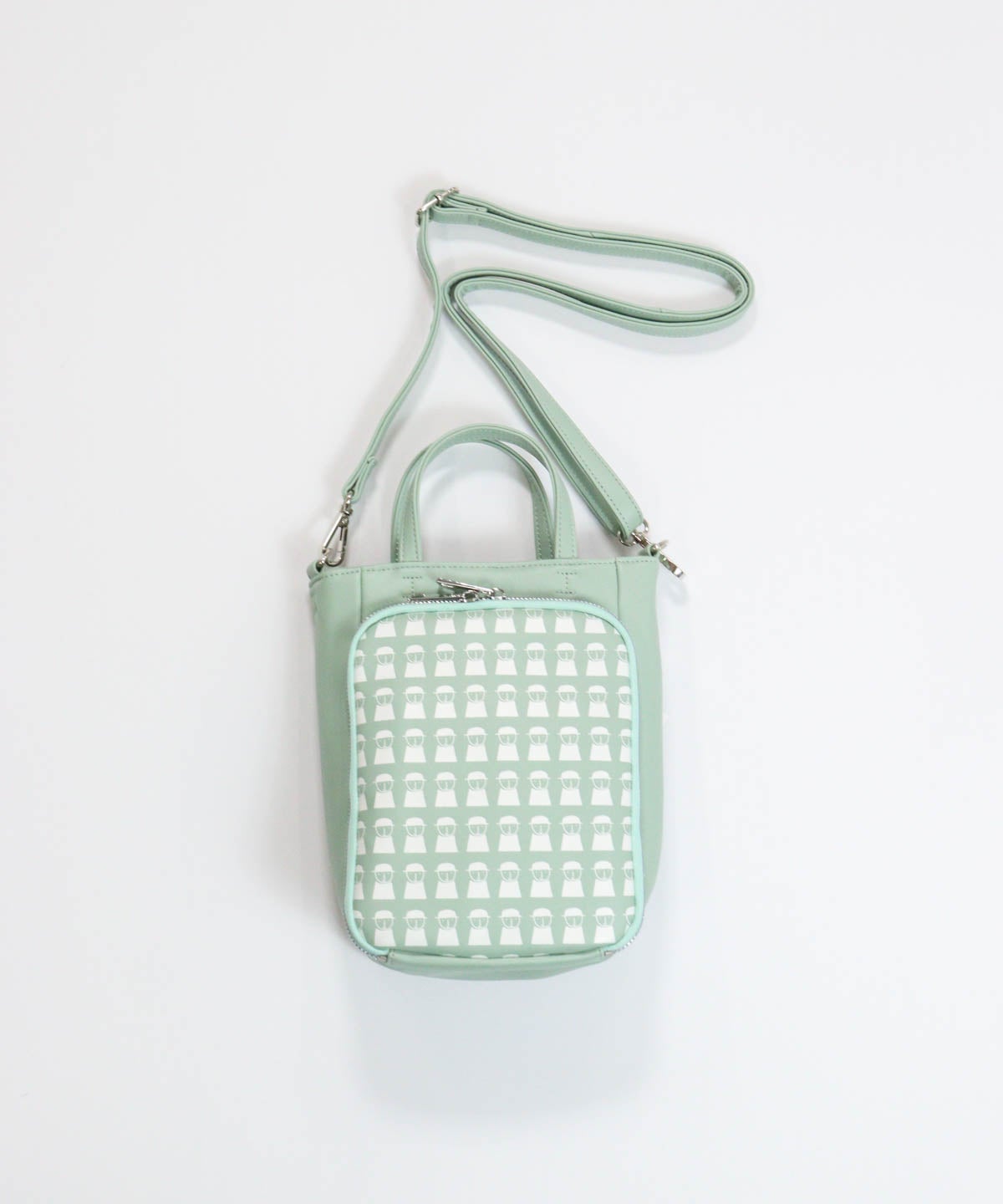 カードポケット付きショルダーバッグ(ライトグリーン)前