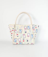 アート総柄トートバッグ（ベージュ）前