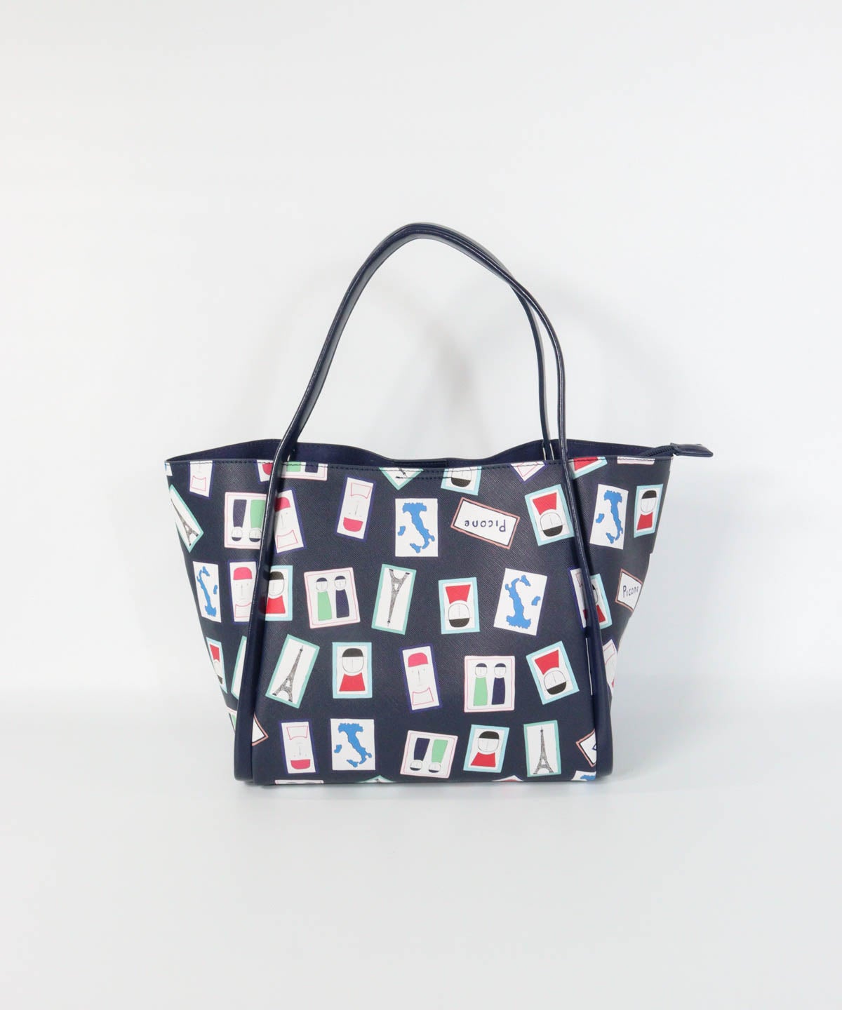 アート総柄トートバッグ（ネイビー）