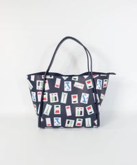アート総柄トートバッグ（ネイビー）