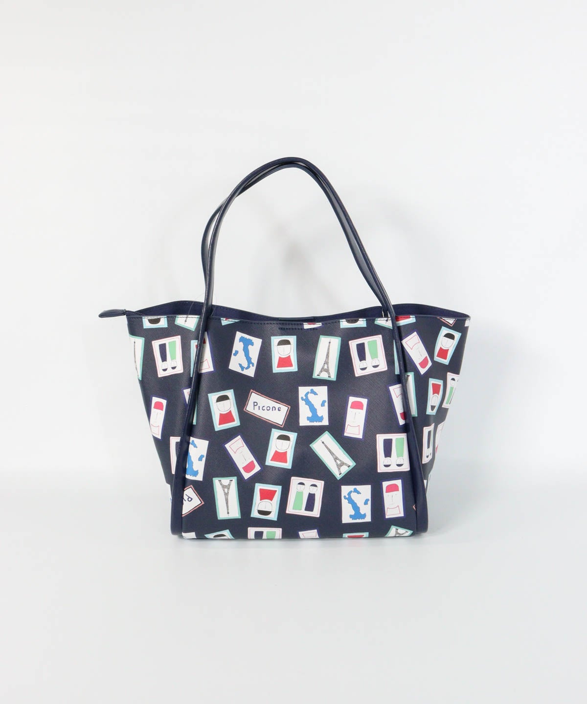 アート総柄トートバッグ（ネイビー）