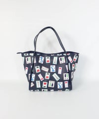 アート総柄トートバッグ（ネイビー）