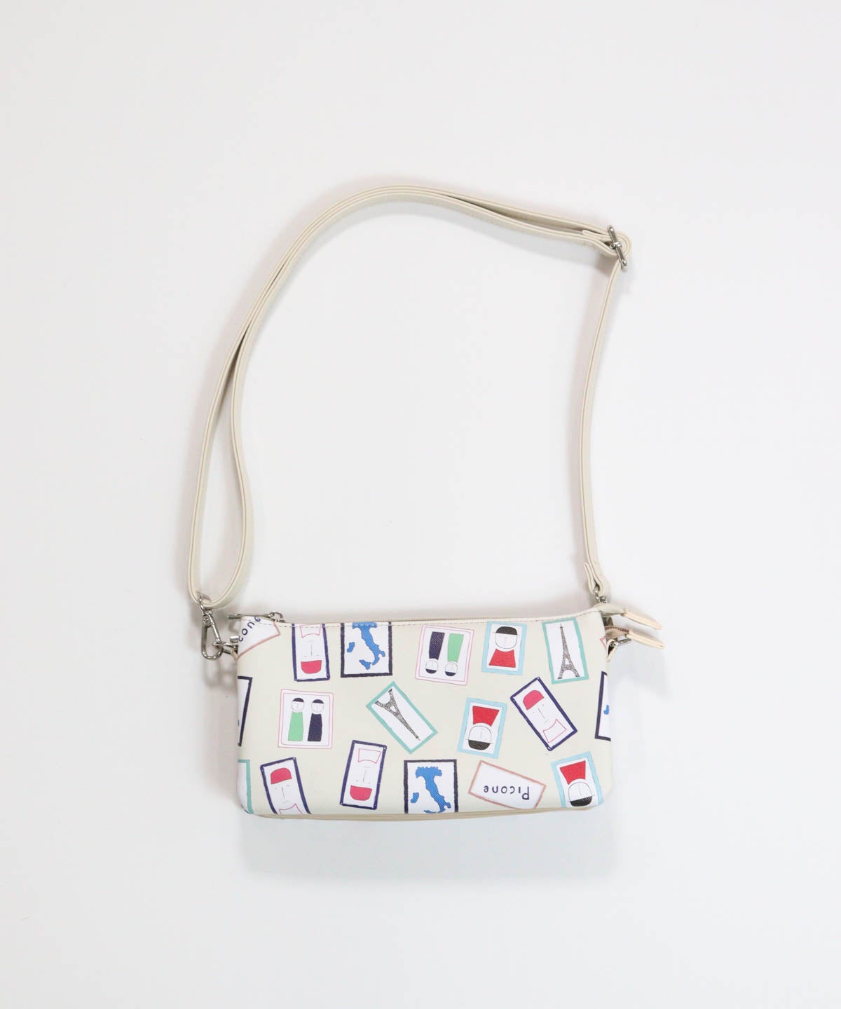 アート総柄ショルダーバッグ（ベージュ）