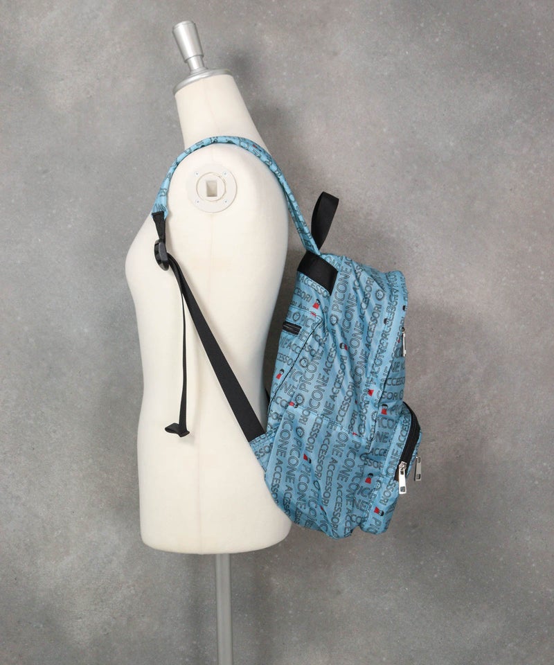 折りたたみリュック（ブルー）横