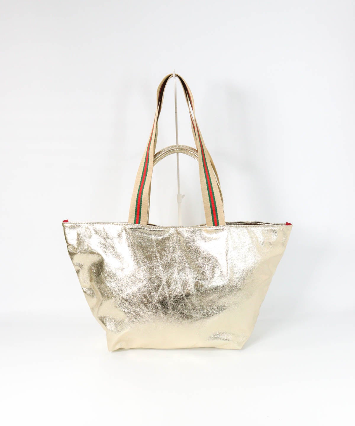 メタリックトートバッグ(ベージュ)後ろ