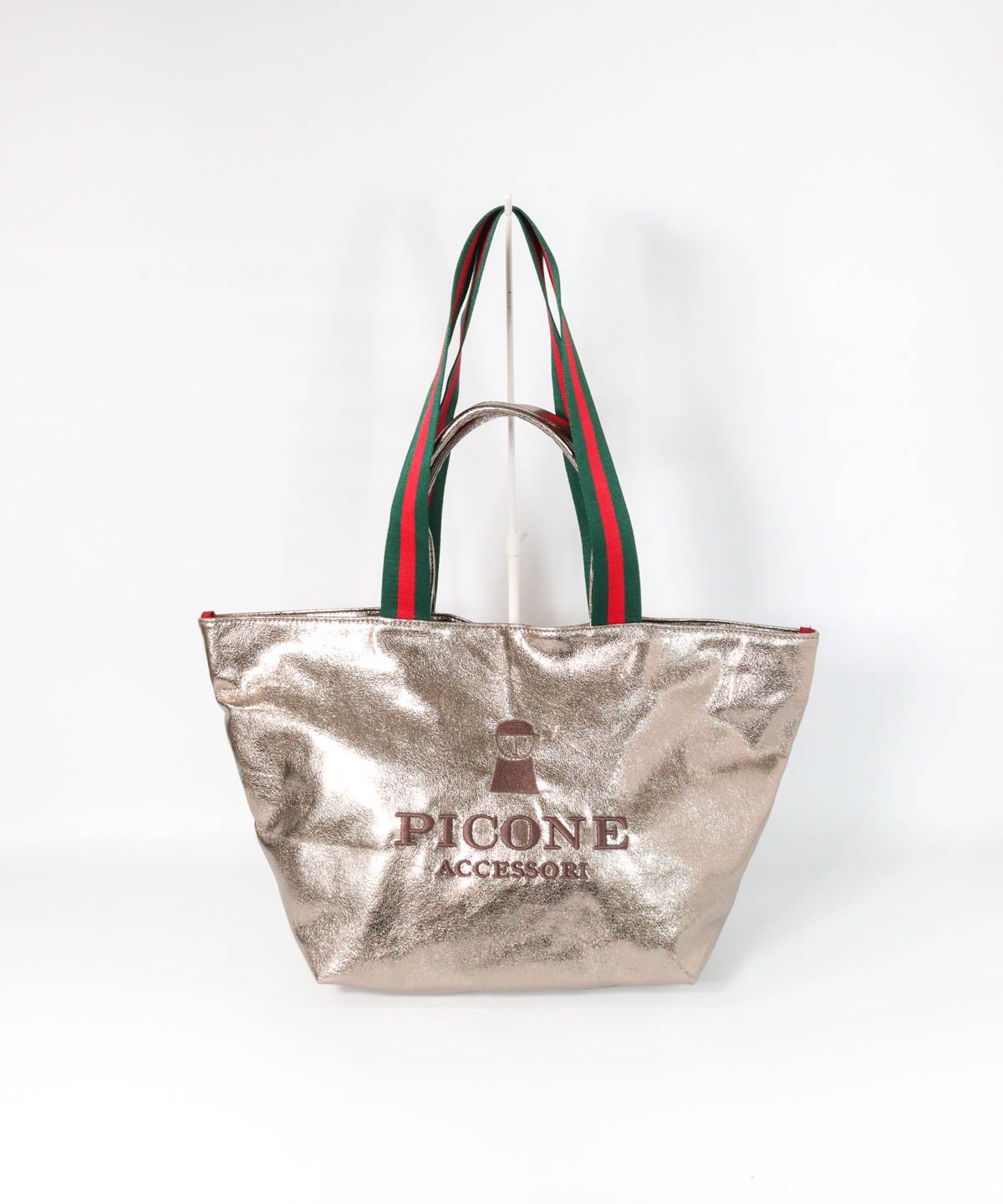 メタリックトートバッグ(グレー)前