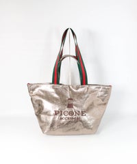 メタリックトートバッグ(グレー)前