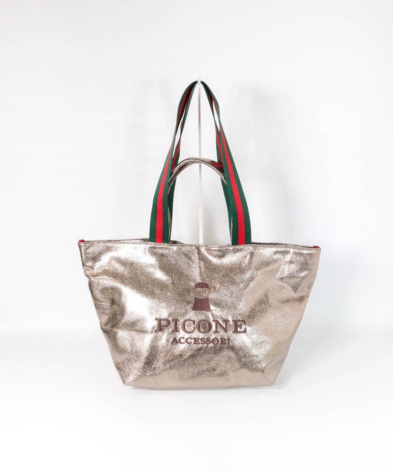 メタリックトートバッグ(グレー)前