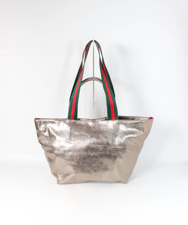 メタリックトートバッグ(グレー)後ろ