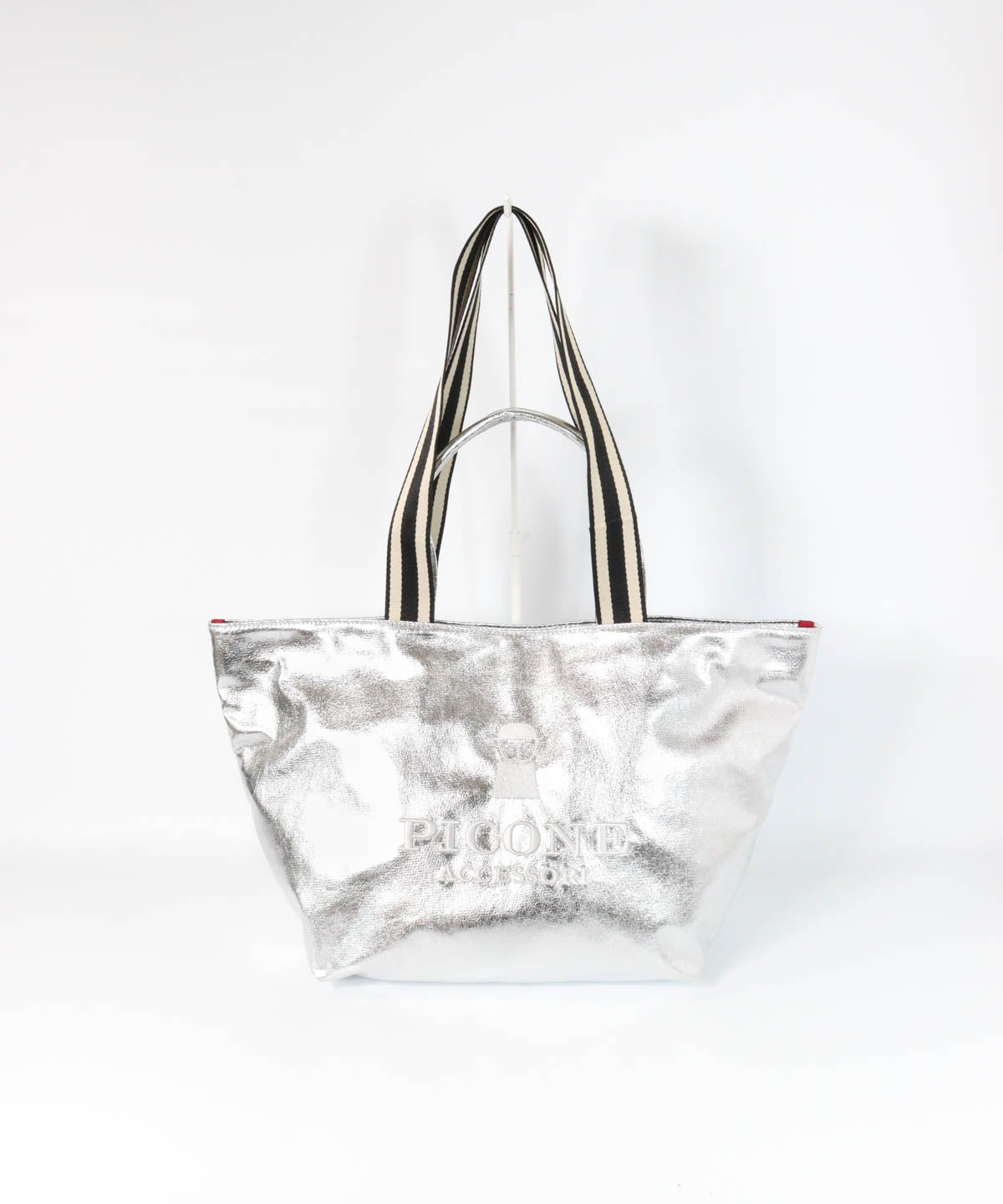 メタリックトートバッグ(ライトグレー)前