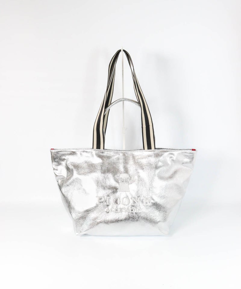 メタリックトートバッグ(ライトグレー)前