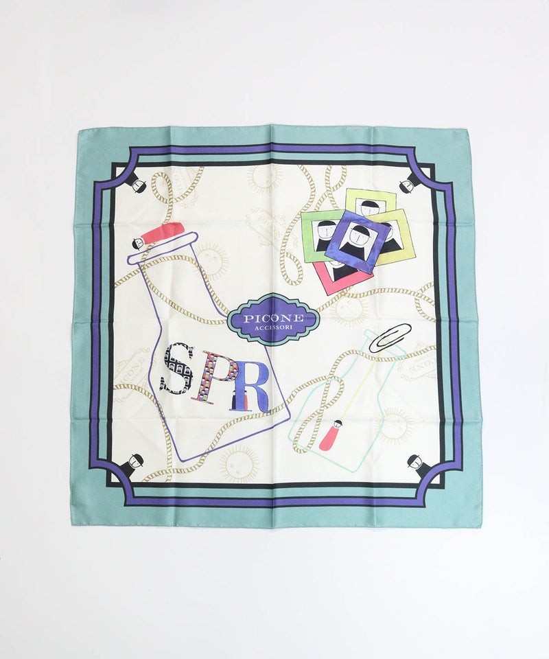 シルク100％スカーフ（ライトグリーン）表