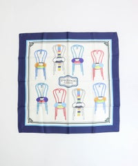 シルク100％スカーフ（ネイビー）表