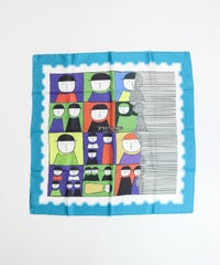 シルク100％スカーフ（ブルー）表