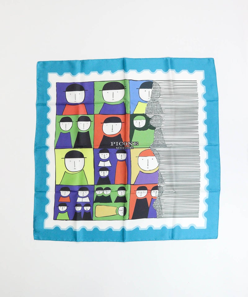 シルク100％スカーフ（ブルー）表