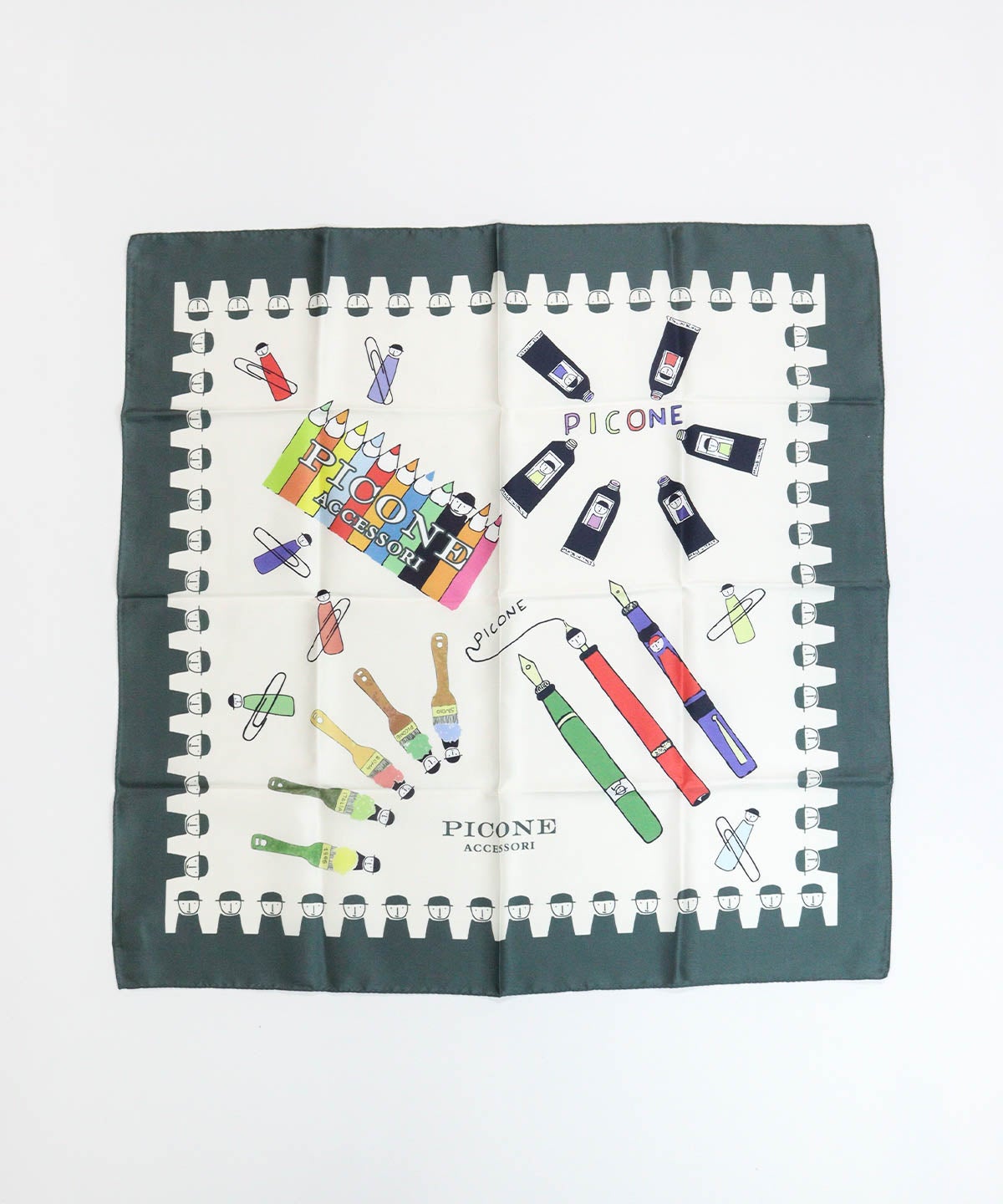 シルク100％スカーフ（グレー）表