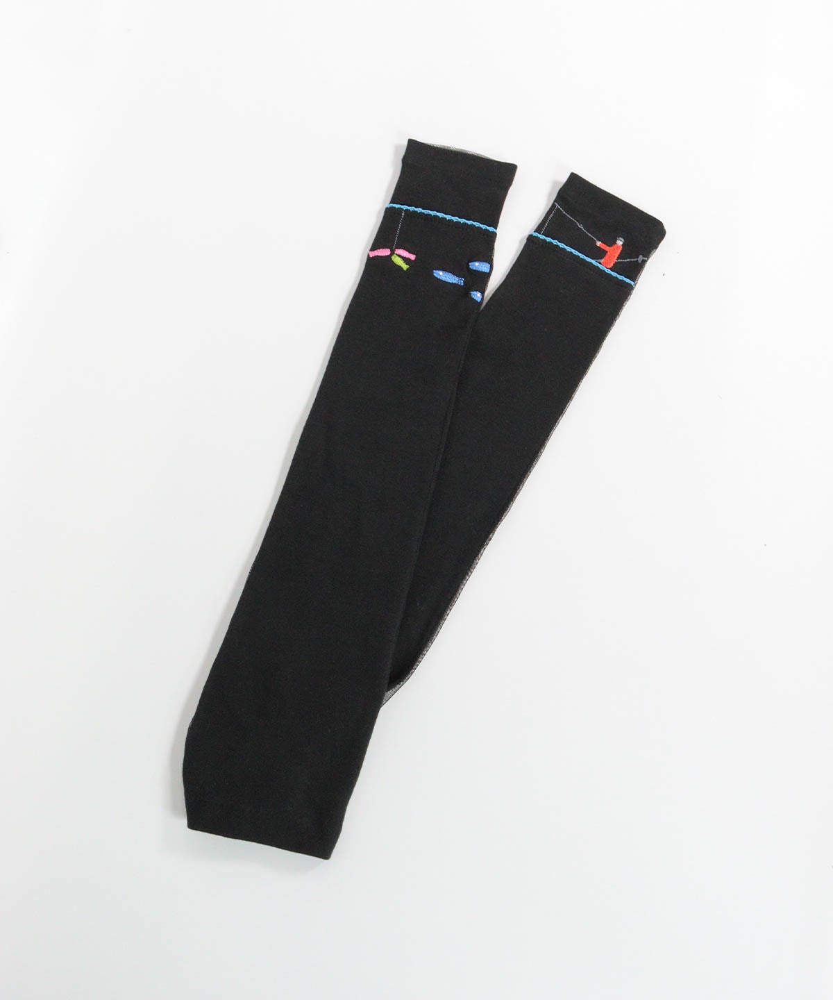 メッシュ切替刺繍UVアームカバー(ブラック)