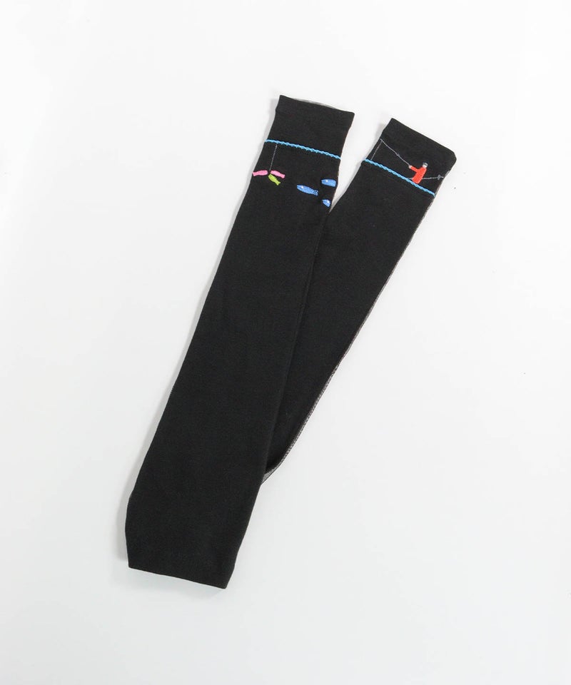 メッシュ切替刺繍UVアームカバー(ブラック)