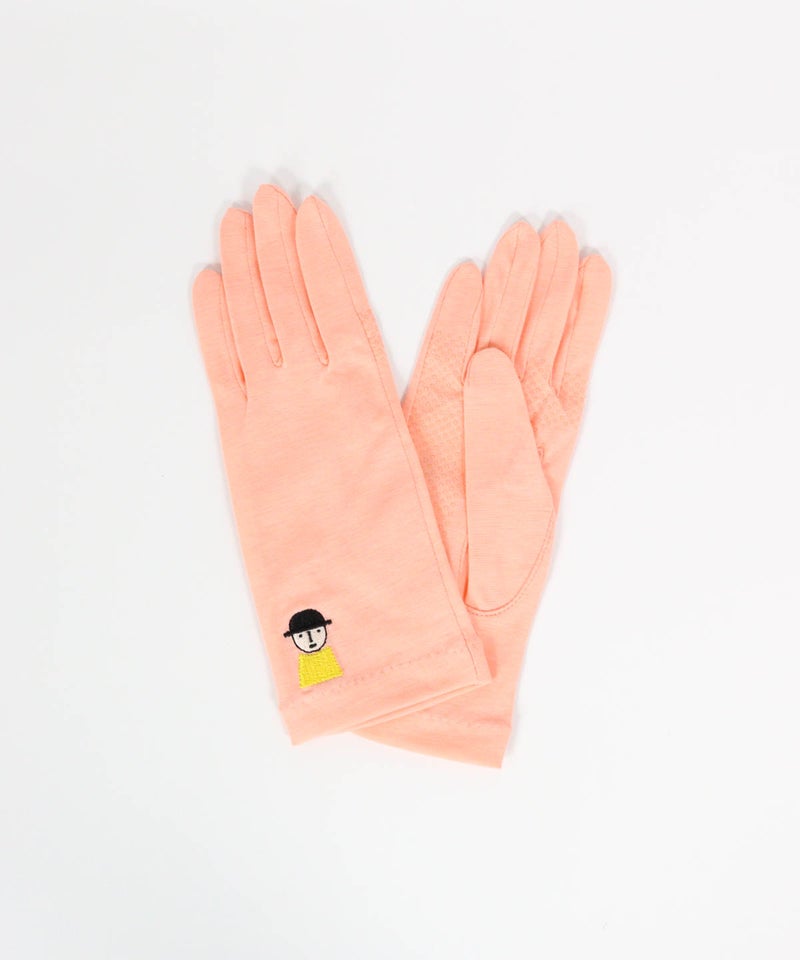 ピコ刺繍UV冷感手袋(ライトオレンジ)