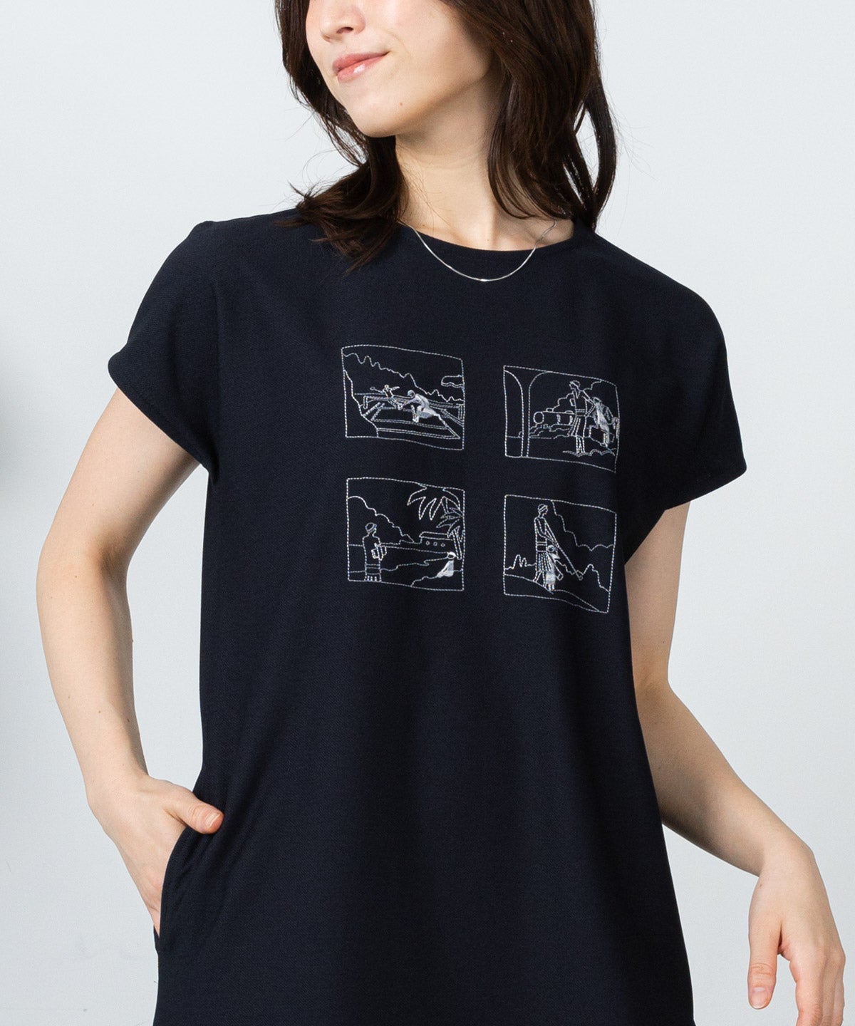 ツイルジャージー刺繍ワンピース|スタジオピッコーネ - ゴルフウェアや