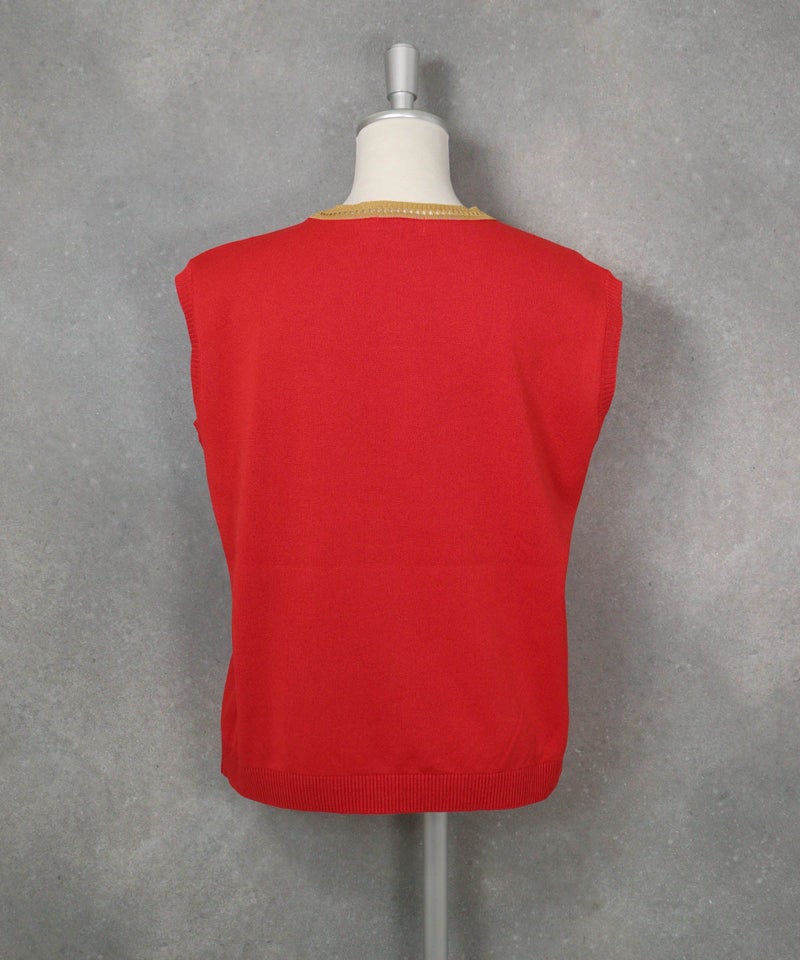 和紙コットン混ノースリプルオーバー（レッド）後ろ