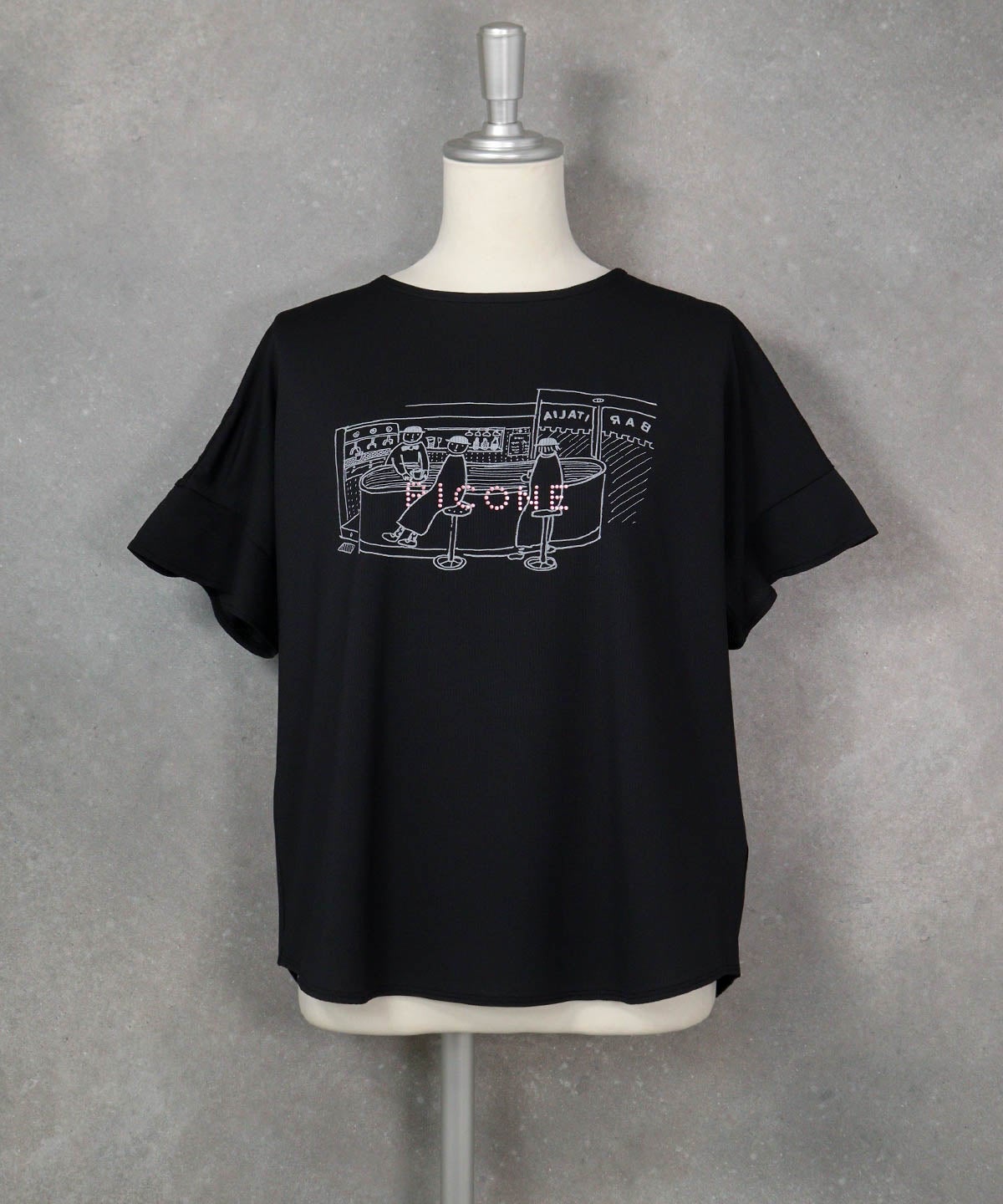 ドットロゴイラストプルオーバー（ブラック）前