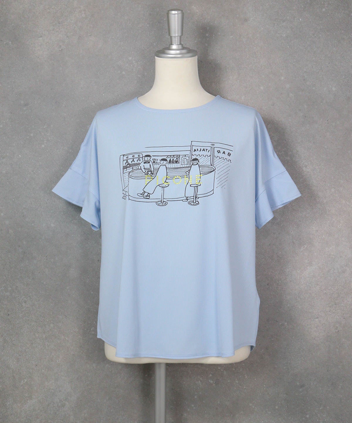 ドットロゴイラストプルオーバー（ライトブルー）前