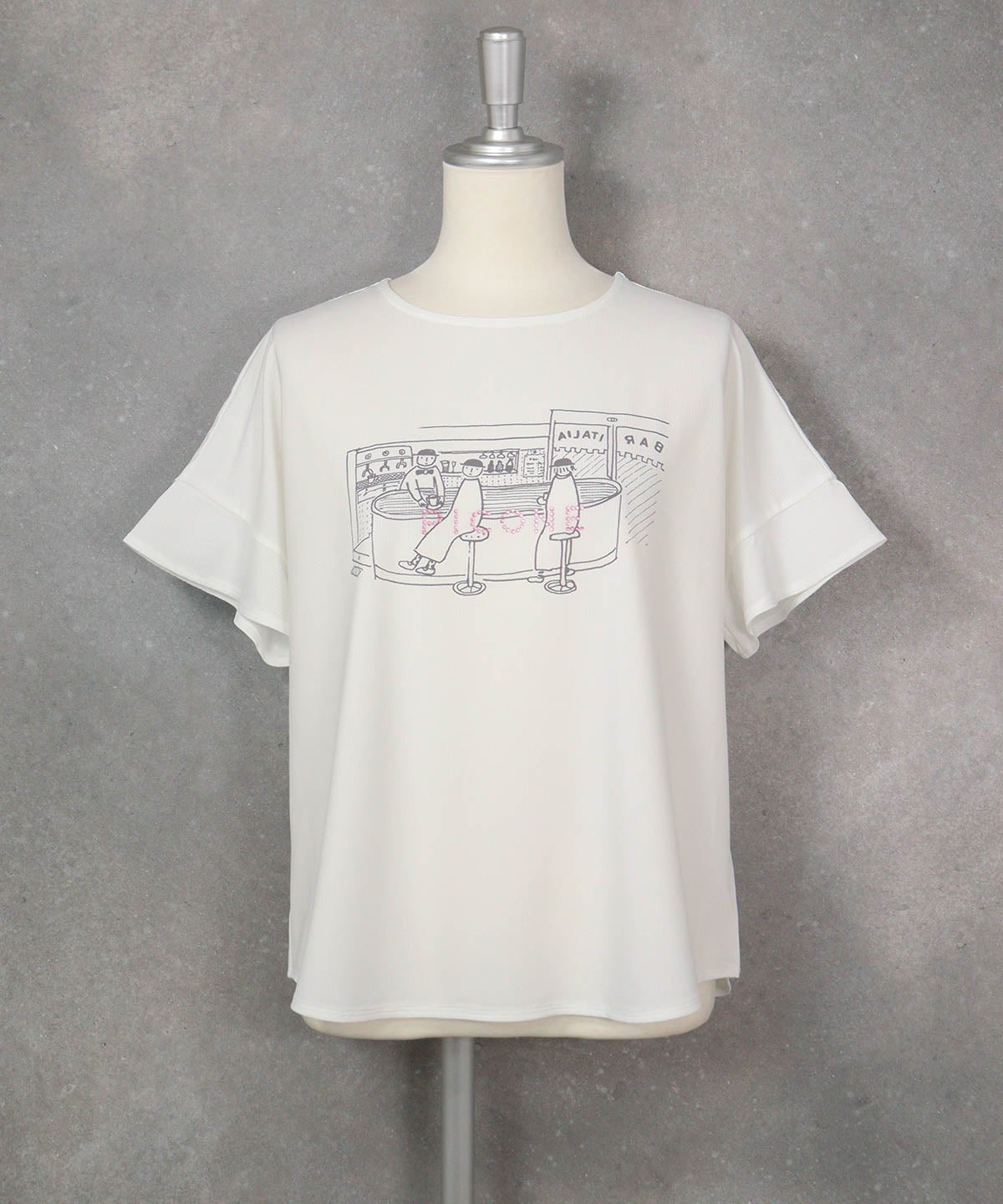 ドットロゴイラストプルオーバー（ホワイト）前