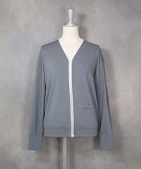 チュールラインカーディガン（グレー）前