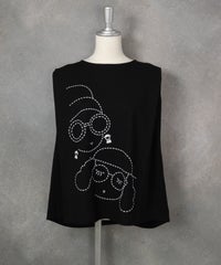 UV冷感タックノースリプルオーバー（ブラック×ホワイト）前