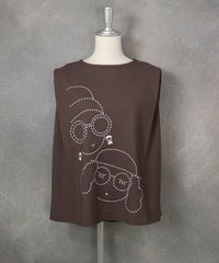 UV冷感タックノースリプルオーバー（ブラウン）前