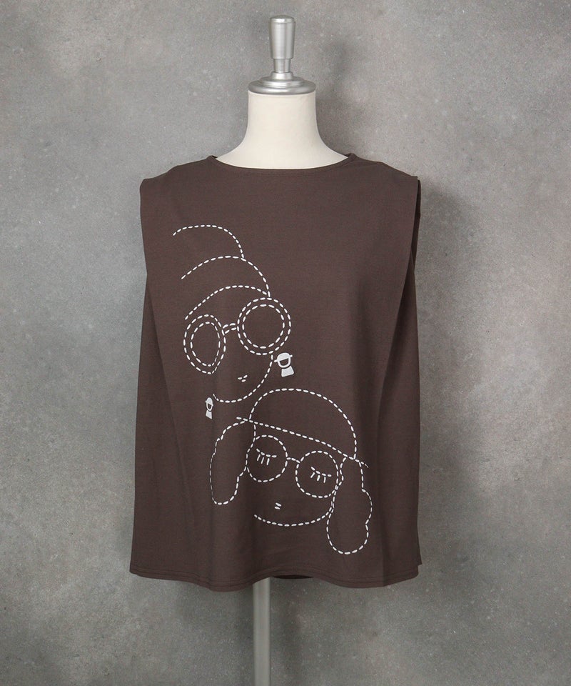 UV冷感タックノースリプルオーバー（ブラウン）前