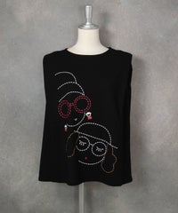 UV冷感タックノースリプルオーバー（ブラック×マルチ）前