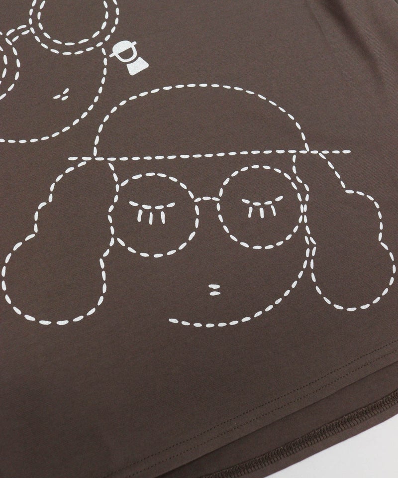 ステッチ調ピコイラストプリント（ブラウン）