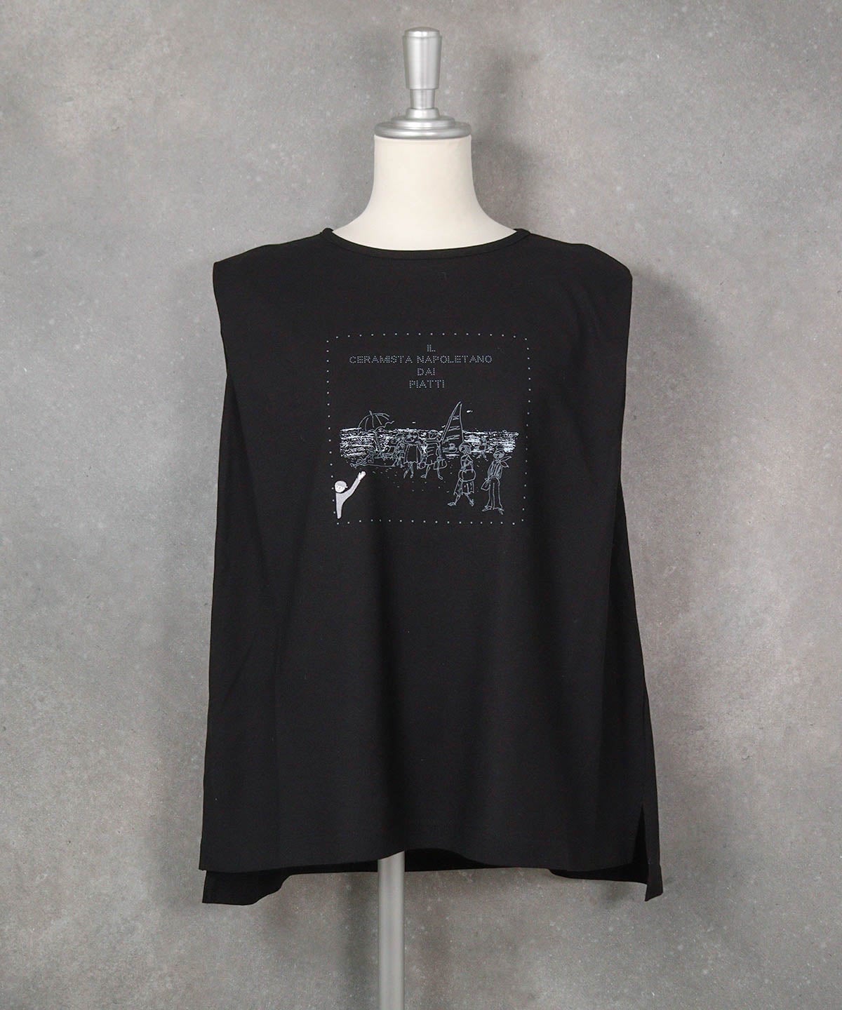 UV冷感ボックスノースリプルオーバー(ブラック)前