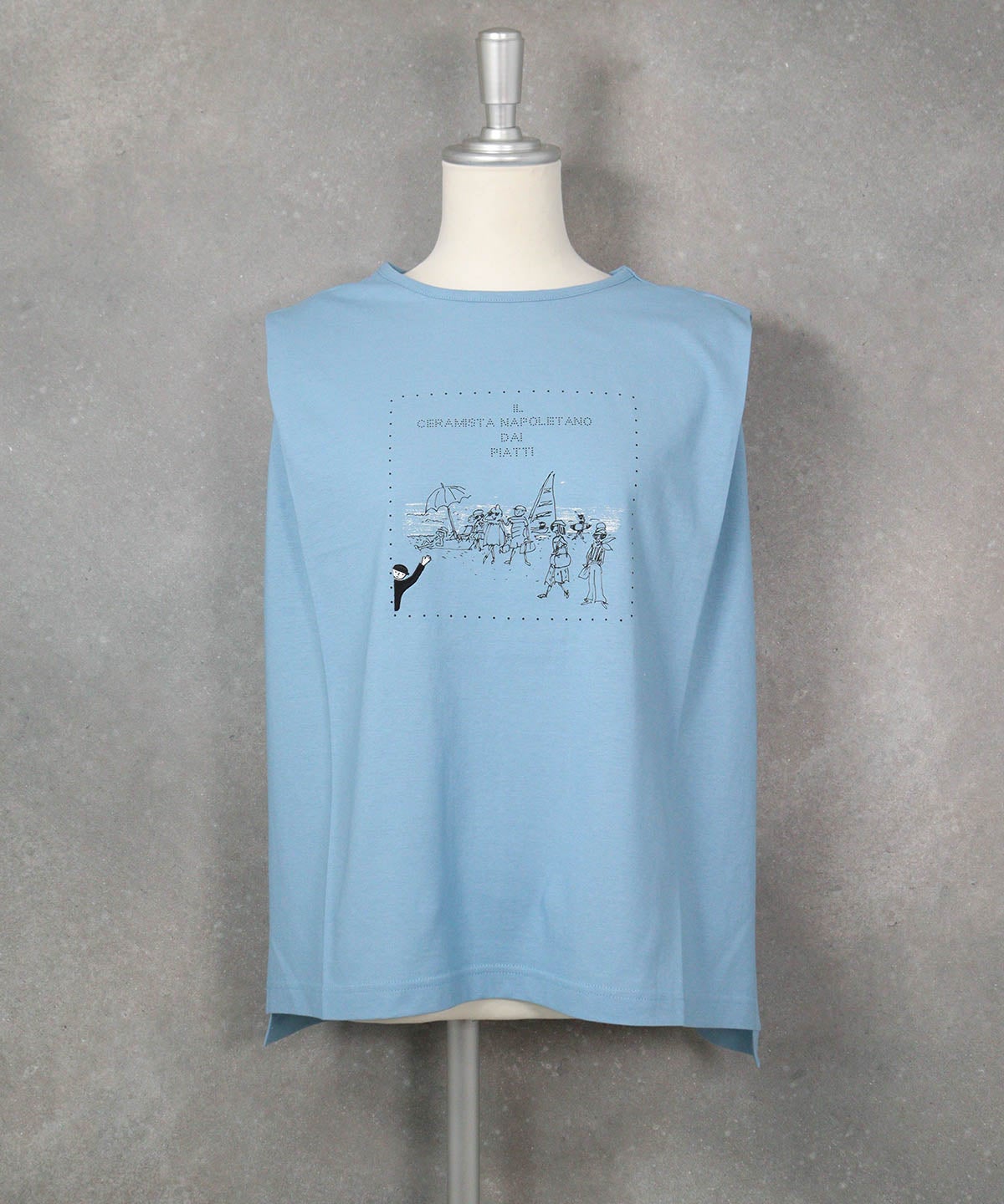 UV冷感ボックスノースリプルオーバー(ライトブルー)前