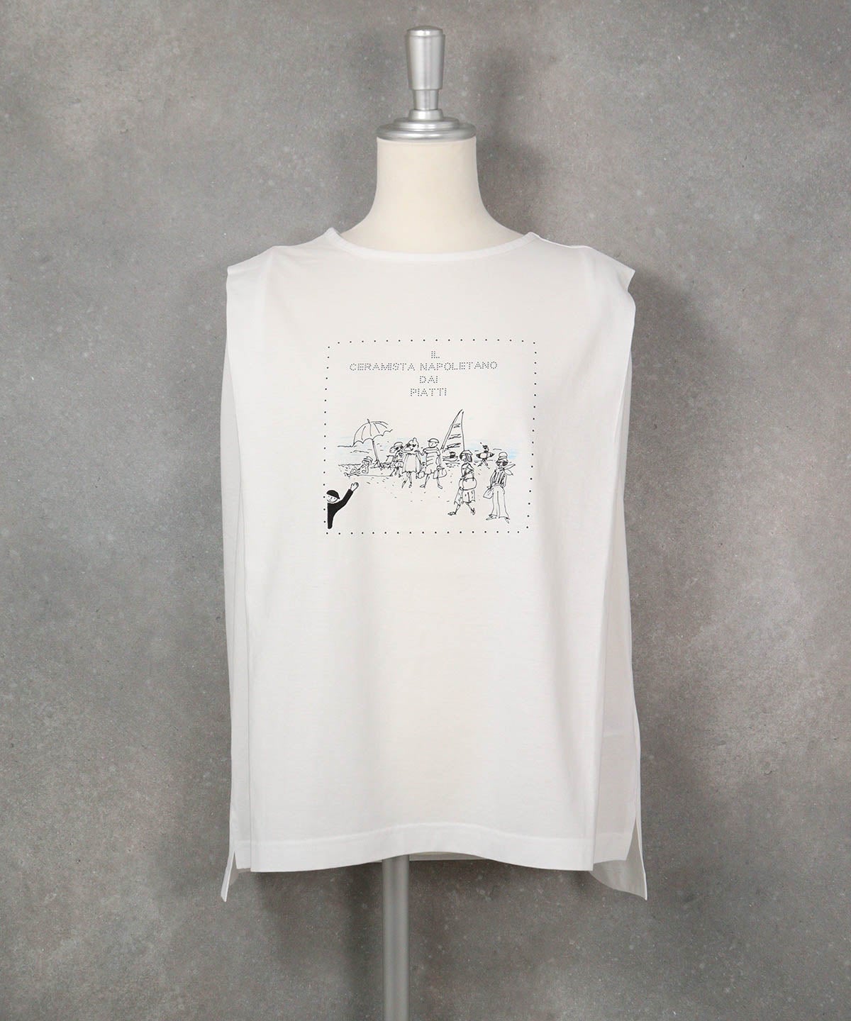 UV冷感ボックスノースリプルオーバー(ホワイト)前