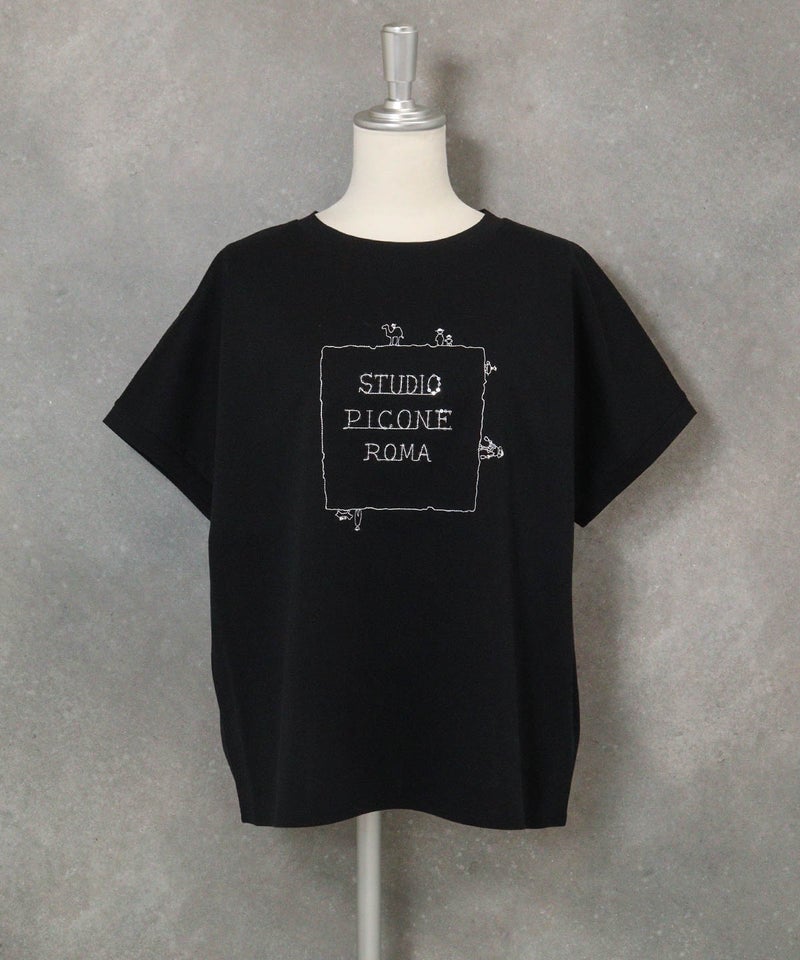 コットン100％UV冷感刺繍プルオーバー(ブラック)前