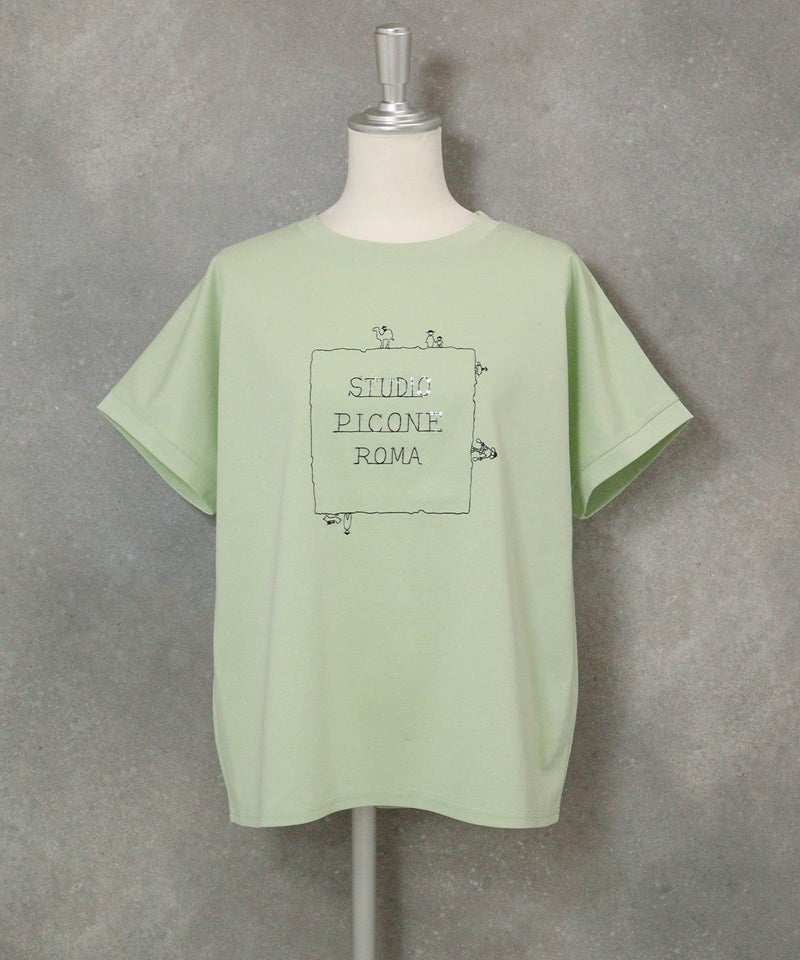 コットン100％UV冷感刺繍プルオーバー(ライトグリーン)前