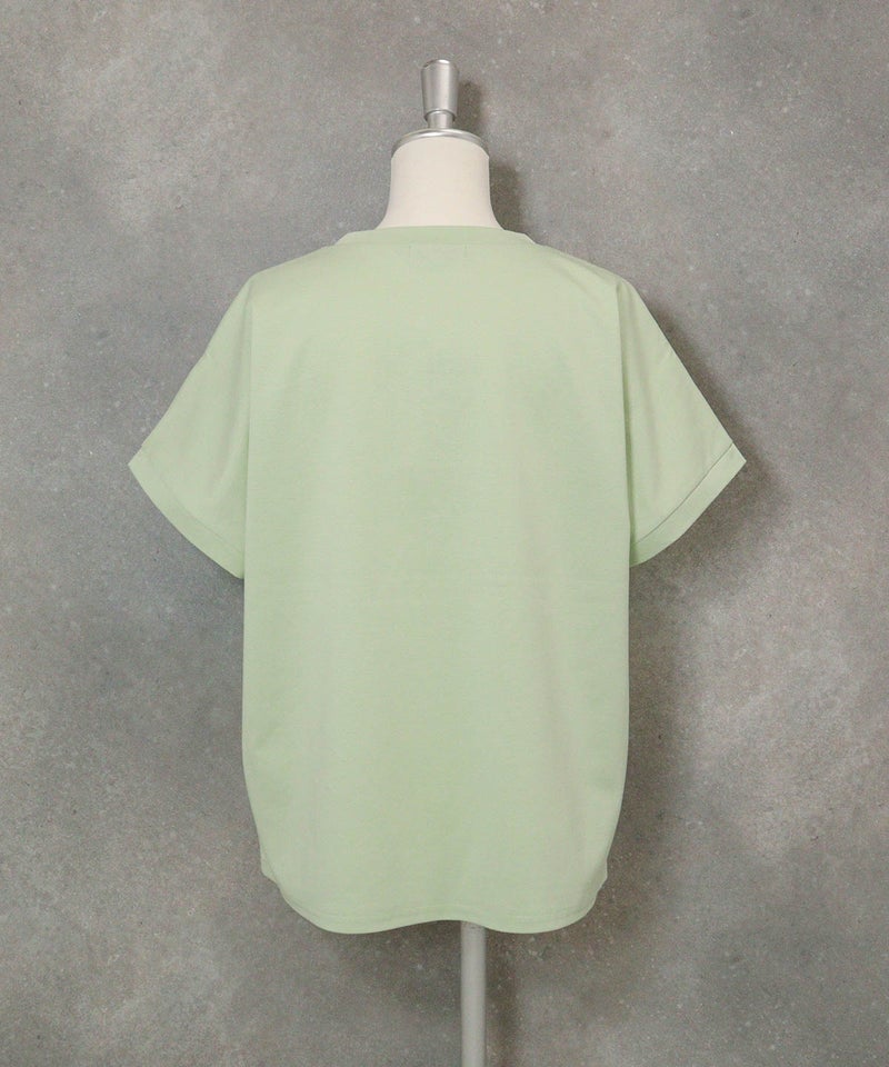 コットン100％UV冷感刺繍プルオーバー(ライトグリーン)後ろ