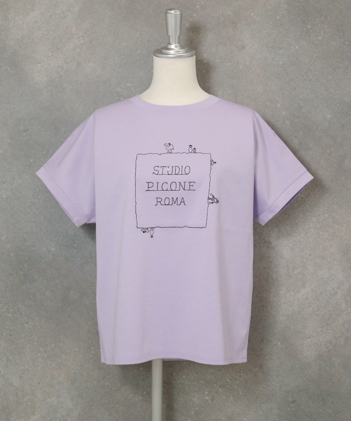 コットン100％UV冷感刺繍プルオーバー(ライトパープル)前